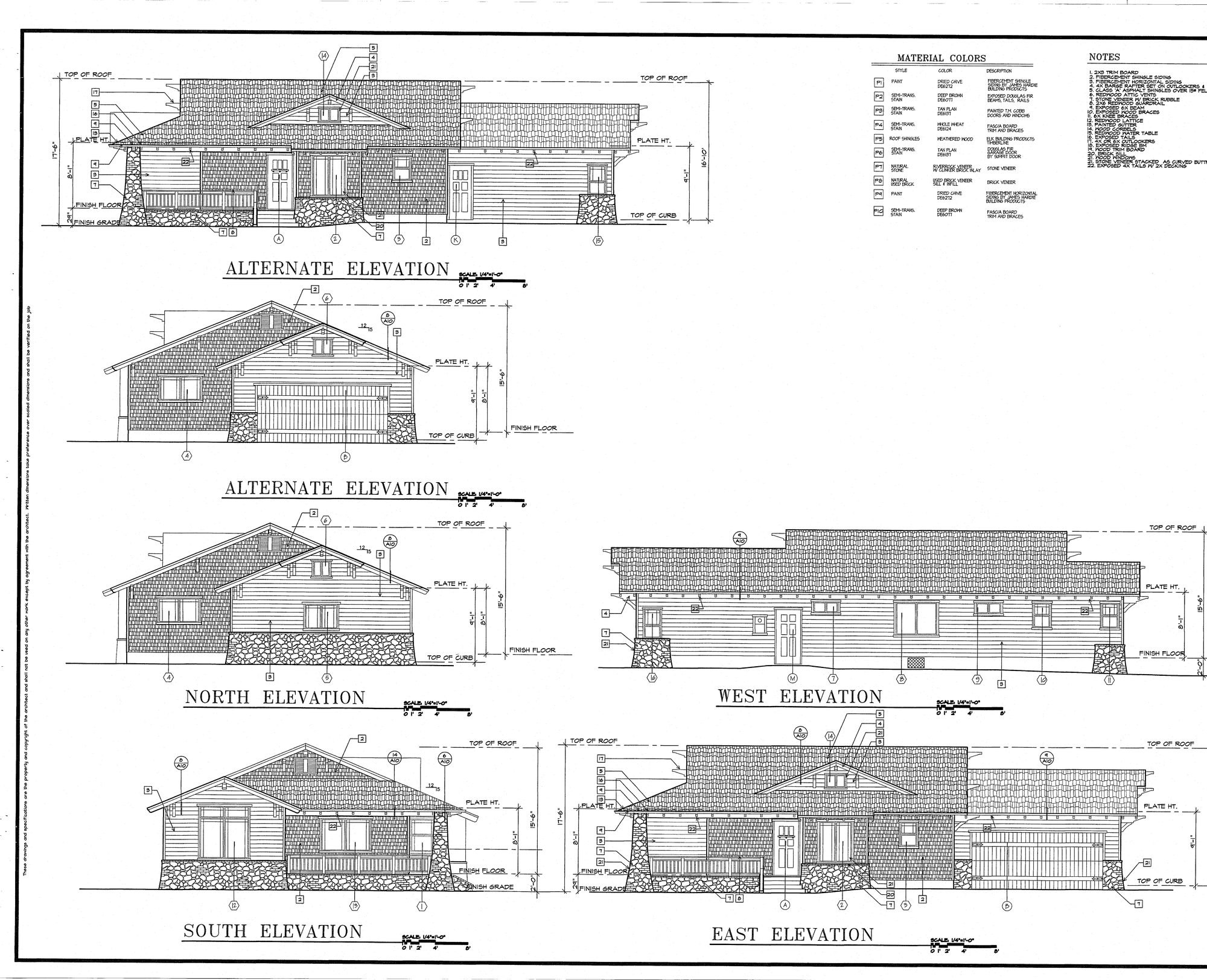 Approved Elevations - North, South, East, West, Alternate