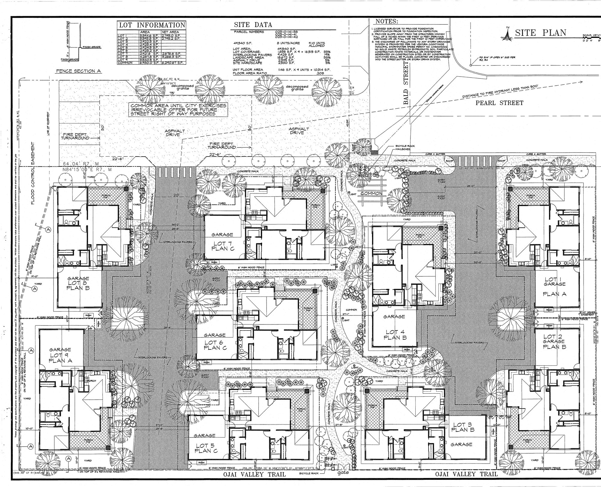 Approved Site Plan showing 9 homes around private drive